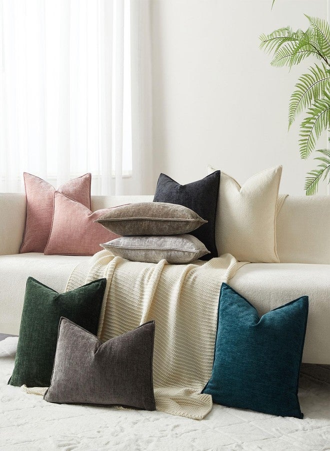 JUSPURBET طقم أغطية وسائد من جاسبوربيت، مقاس 16×16 بوصة، قطعتان، أغطية وسائد زينة للأريكة والسرير، أغطية وسائد ناعمة من الشنيل مع سحاب مخفي، لون رمادي داكن، لتزيين غرفة المعيشة - Image 4